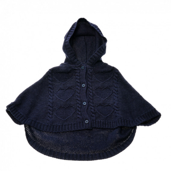 Poncho tricotat cu glugă pentru fete, albastru Chicco 37273 
