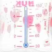 Sticlă din polipropilenă de culoare roz, First choice, control Termo cu tetină debit mediu pentru 0-6 luni, 150 ml. NUK 372864 5
