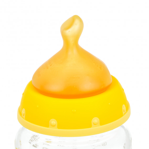 Biberon de sticlă First Choice de culoare portocalie cu tetină cu debit mediu 0-6 luni, 120 ml. NUK 372880 3