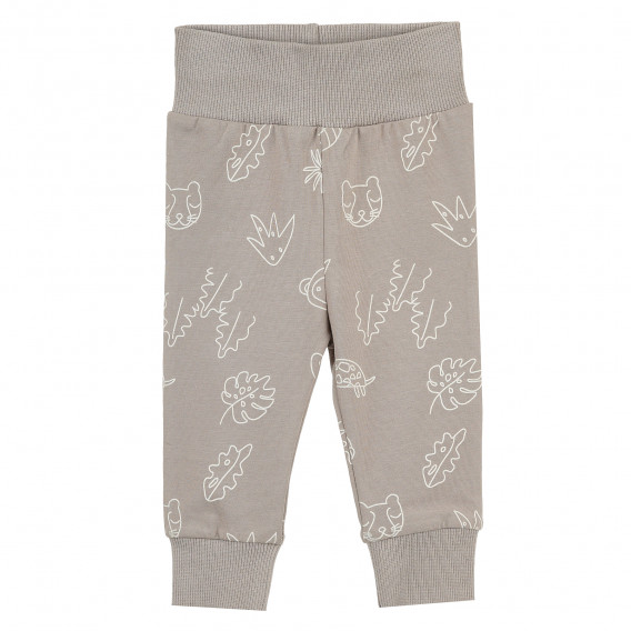 Pantaloni din bumbac cu imprimeu grafic pentru bebeluși, gri Pinokio 373076 