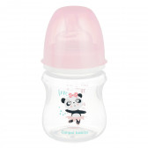 Sticlă din polipropilenă cu imprimeu de jucării și tetină din silicon 3+ luni cu flux lent pentru fetiță, 120 ml Canpol 373106 