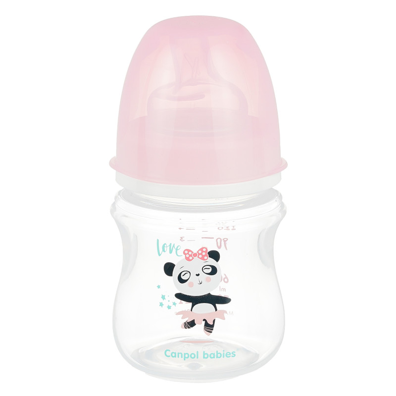 Sticlă din polipropilenă cu imprimeu de jucării și tetină din silicon 3+ luni cu flux lent pentru fetiță, 120 ml  373106