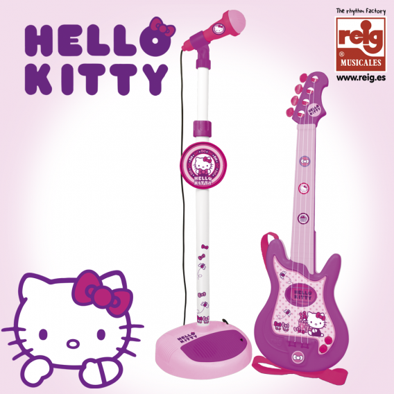 Set de chitară și microfon roz pentru copii Hello Kitty 3737 