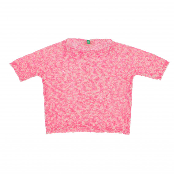 Pulover roz cu mânecă scurtă pentru fete Benetton 373718 