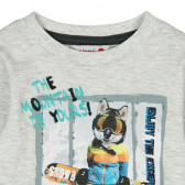 Bluză cu mâneci lungi din melanj gri cu imprimeu pentru băieți Boboli 377 3