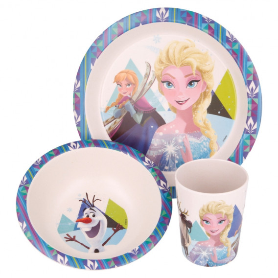 Set din melamină de 3 piese, cu o imagine, The Frozen Kingdom Frozen 378329 