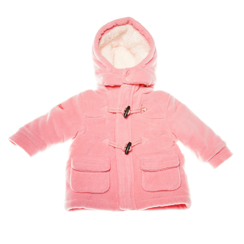 Palton cu glugă pentru bebeluși cu buzunare, de culoare roz  37906