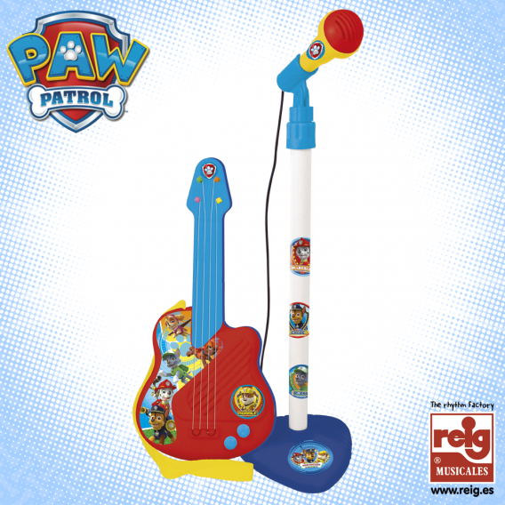 Set de chitare și microfon pentru copii, albastru-roșu Paw patrol 3796 