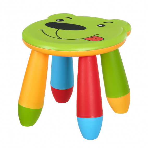 Scaun din plastic în formă de ursuleț pentru copii verde, 30x28x26cm Horecano Kids 379708 