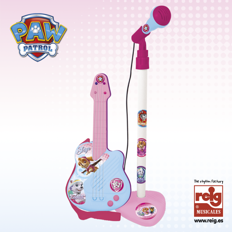 Set de chitare și microfon pentru copii, de culoare roz  3813