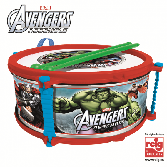 Tambur pentru copii cu bețe, Avengers, 23 cm Avengers 3814 