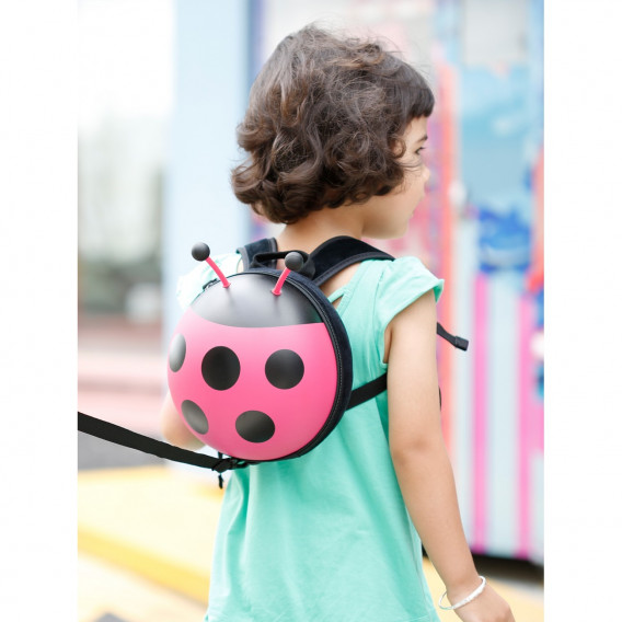 Rucsac mini pentru copii în formă de buburuză, cu centură de siguranță, roz Supercute 383860 8