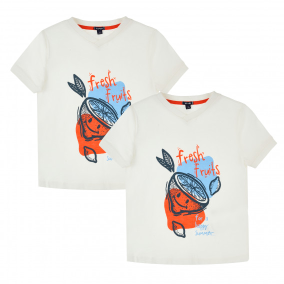 Tricouri din bumbac cu o inscripție și imagini cu lămâie pentru băieți, 2 bucăți KIABI 384463 