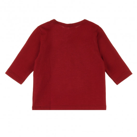 Bluză din bumbac cu mânecă lungă roșie cu imprimeu pentru fete Benetton 384486 4
