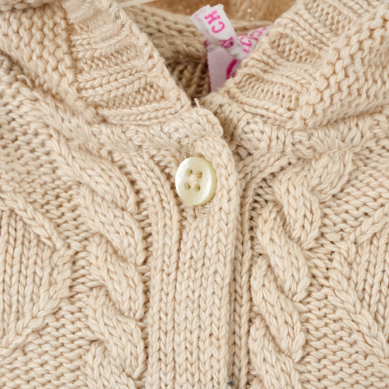 Poncho tricotat cu glugă pentru fete, de culoare bej Chicco 384497 2
