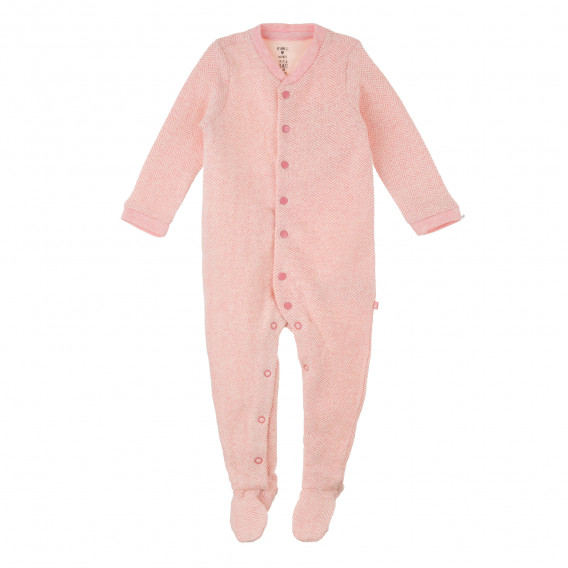 Salopetă tricotate de culoare roz, cu mâneci lungi și nasturi, pentru fete Chicco 384530 