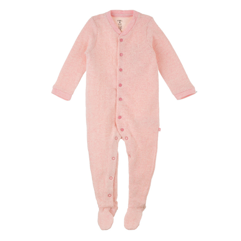 Salopetă tricotate de culoare roz, cu mâneci lungi și nasturi, pentru fete  384530