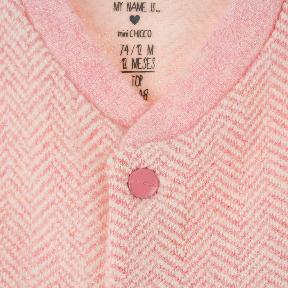 Salopetă tricotate de culoare roz, cu mâneci lungi și nasturi, pentru fete Chicco 384531 2