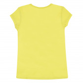 Tricou din bumbac cu inscripție din brocart, de culoare galbenă Benetton 385107 4