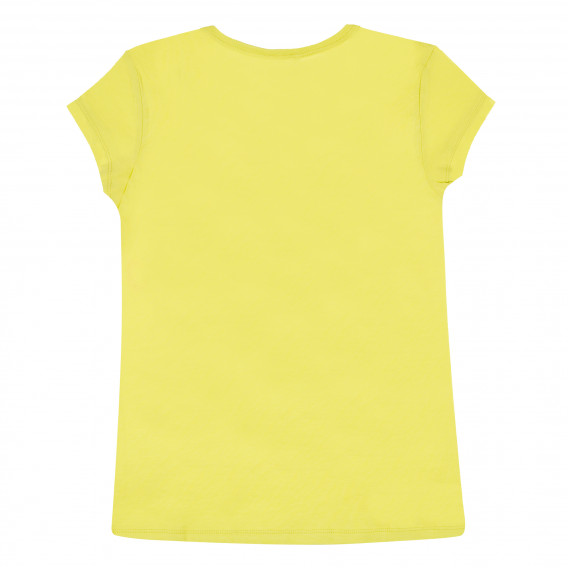 Tricou din bumbac cu inscripție din brocart, de culoare galbenă Benetton 385107 4