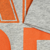 Tricou din bumbac cu accente portocalii, gri Benetton 385358 3