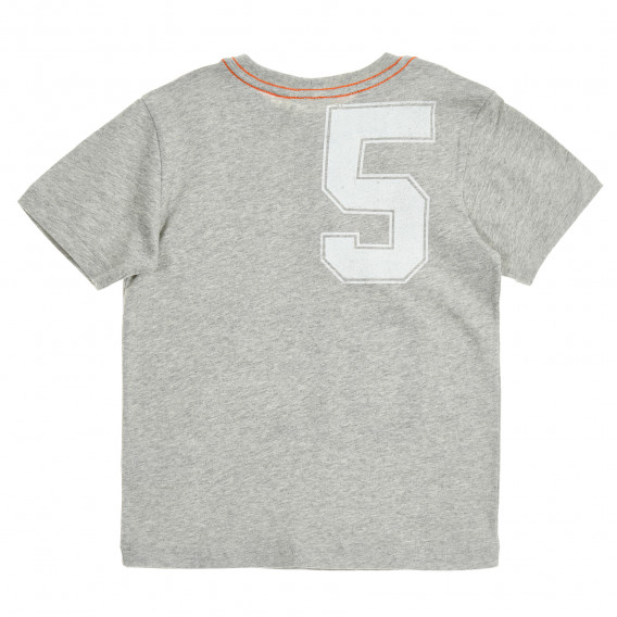 Tricou din bumbac cu accente portocalii, gri Benetton 385359 4