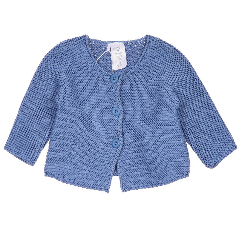 Cardigan albastru tricotat, cu trei nasturi pentru fete  385702