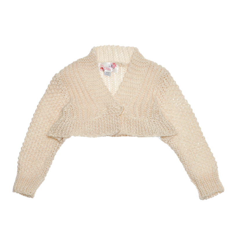 Cardigan tricotat, model interesant pentru fete, bej  385787