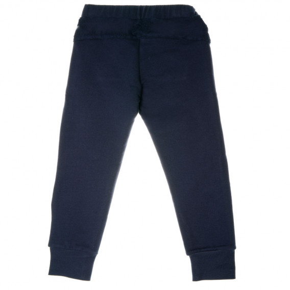 Pantaloni în culoare albastru bleumarin, cu buzunar și broderie, pentru fete Chicco 38870 2