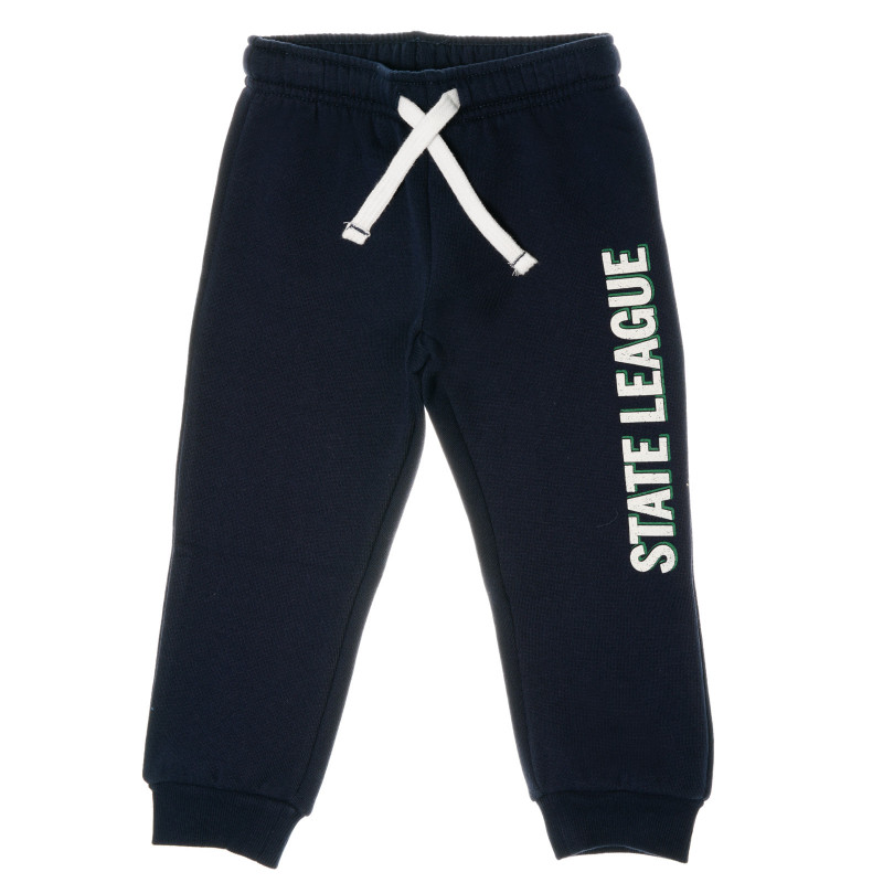 Pantaloni sport pentru băieți, cu inscripție, albastru marin  38961