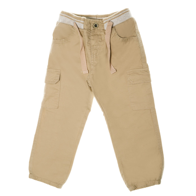 Pantaloni în culori bej și gri, cu talie elastică largă, pentru băieți  39046