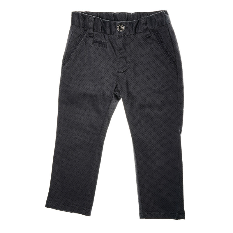 Pantaloni pentru băieți, cu croială dreaptă și decor cu imprimeu, gri închis  39148