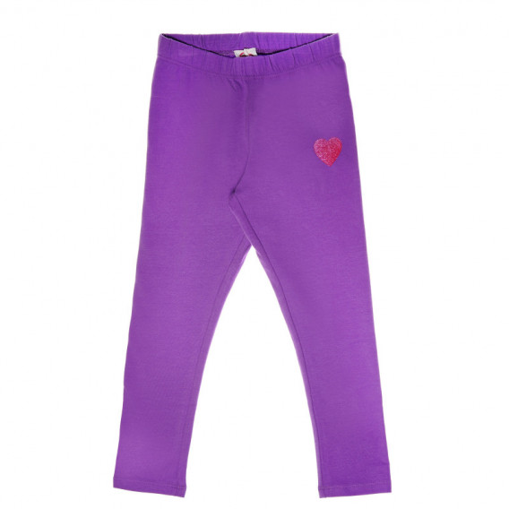 Pantaloni de bumbac de culoare purpuriu, cu aplicație inimă Chicco 39211 