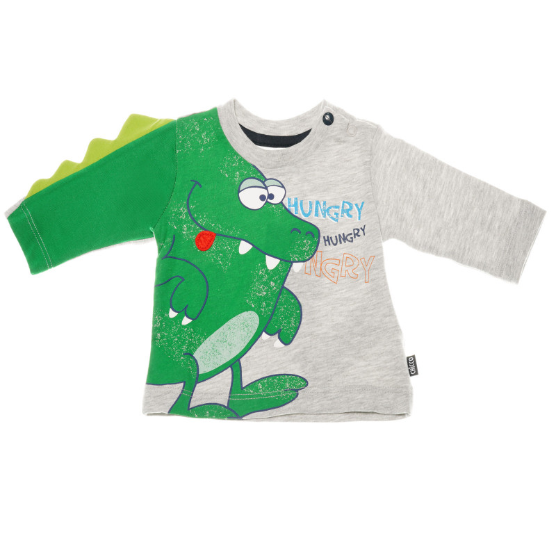 Bluză din bumbac cu mânecă lungă, cu imprimeu rupt de culoare verde pentru băieți  39249