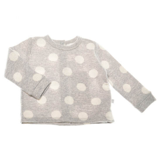 Bluză cu mânecă lungă de culoare gri, cu imprimeu de puncte albe pentru fetițe Chicco 39299 