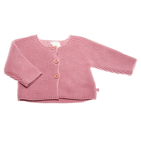 Cardigan tricotat în culoare roz cu trei nasturi pentru fete Chicco 39341 