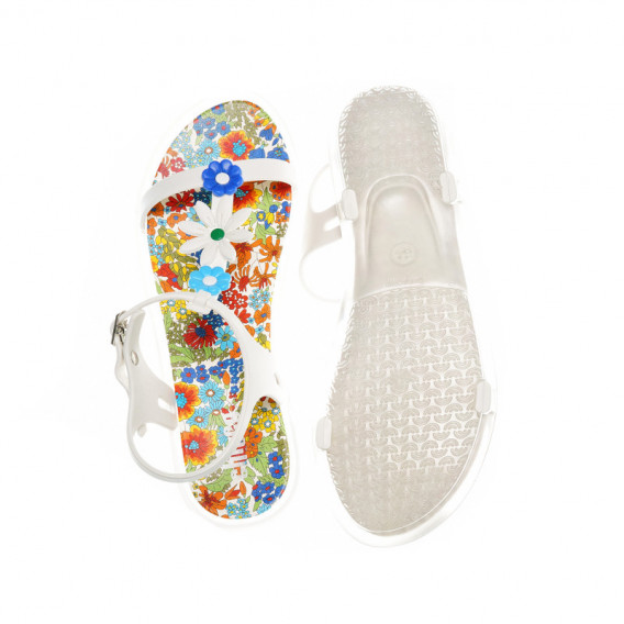 Sandale de fete colorate în alb cu model floral Chicco 39423 4