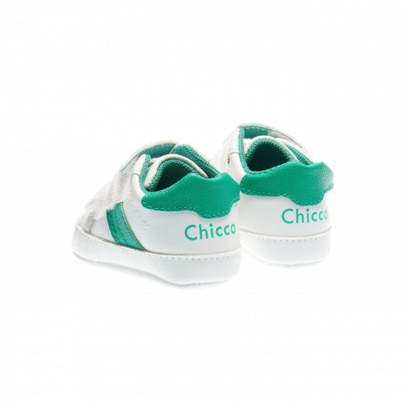 Pantofi de alergare pentru copii, albi cu detalii de verde smarald Chicco 39606 2