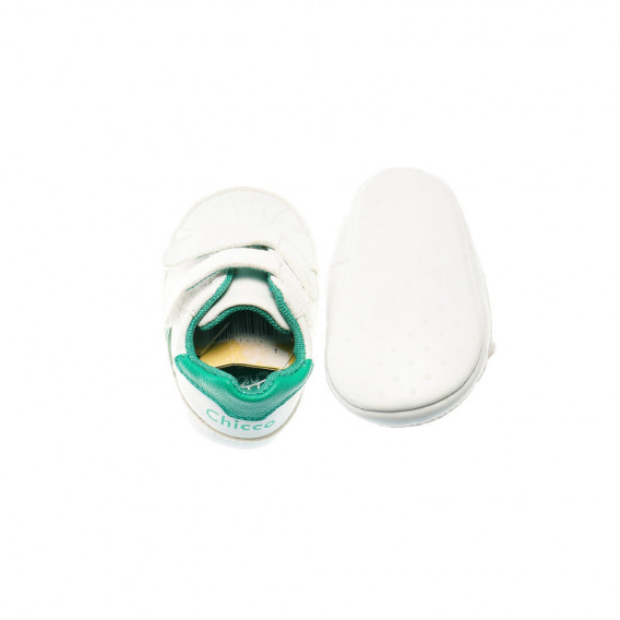 Pantofi de alergare pentru copii, albi cu detalii de verde smarald Chicco 39607 3