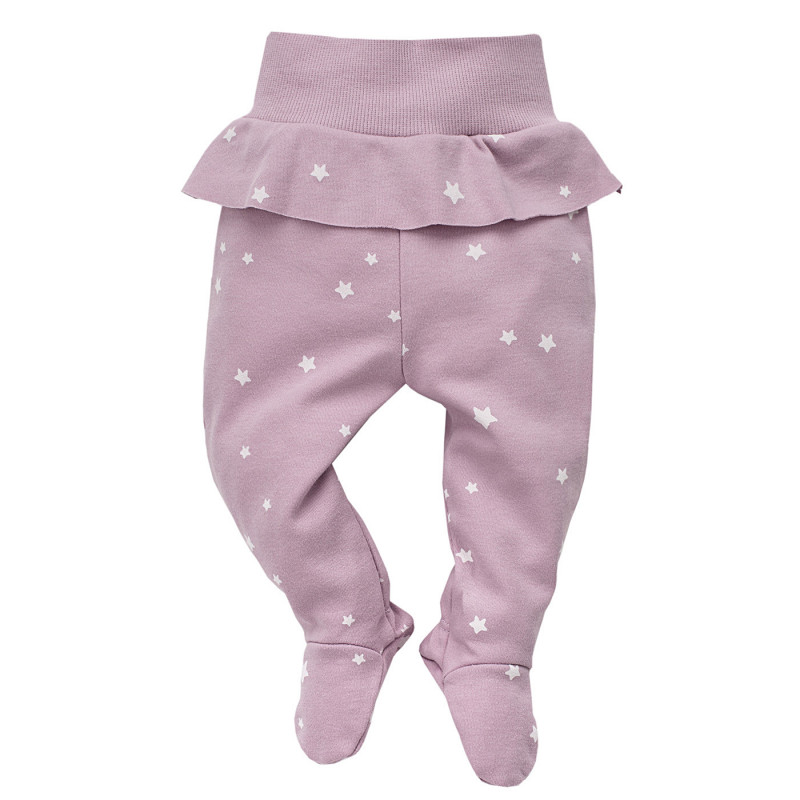 Pantaloni  din bumbac pentru bebeluși, cu imprimeu roz cu stea  3969