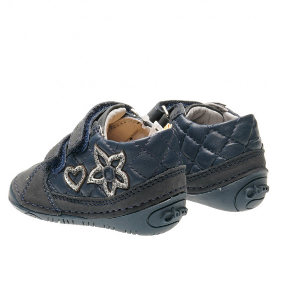 Pantofi captușiți din piele pentru fetițe în albastru Chicco 39816 2
