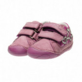 Pantofi din piele căptușiți, cu decorațiune de inimă pentru fetițe, roz cald Chicco 39822 