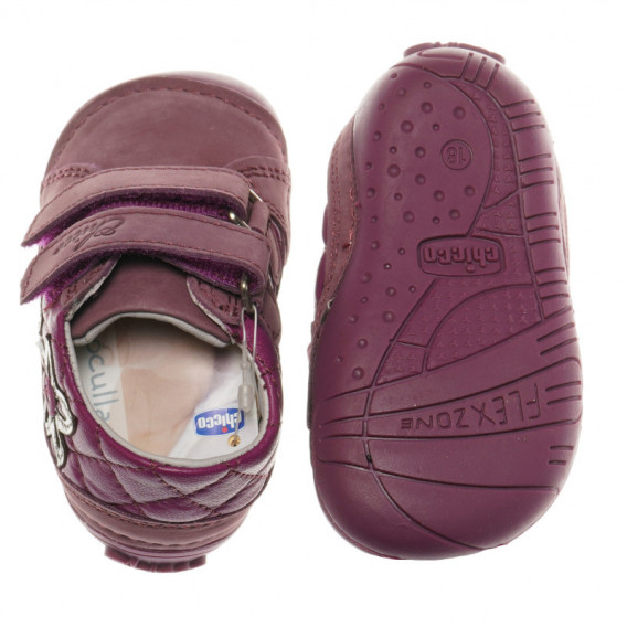 Pantofi din piele căptușiți, cu decorațiune de inimă pentru fetițe, roz cald Chicco 39824 3