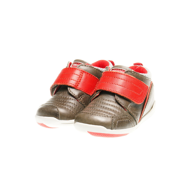 Pantofi din piele pentru băieței, cu accent roșu  39905