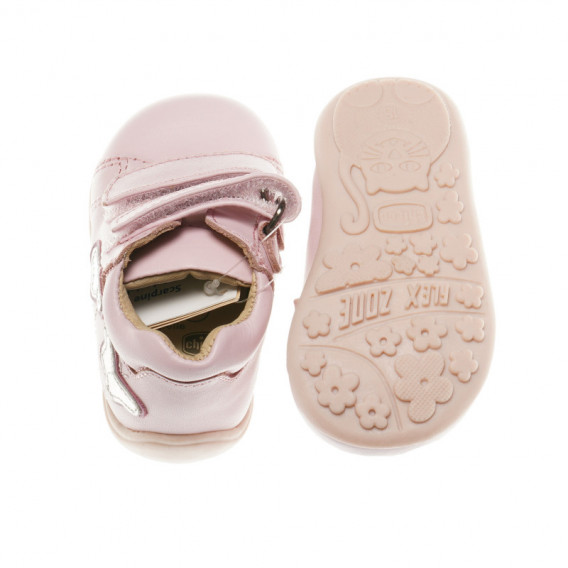 Pantofi din piele pentru fetițe, cu fluturi argintii Chicco 39961 3