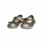 Pantofi gri din piele pentru fete cu curea și fundă Chicco 40097 