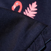 Pantaloni sport pentru copii, cu decor flamingo și flori de culoare albastru închis Boboli 40717 4