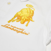 Tricou de băieți cu emblemă brodată, alb Lamborghini 40749 3