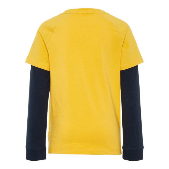 Bluză de bumbac pentru băieți, cu mâneci contrastante, galbene Name it 4075 2