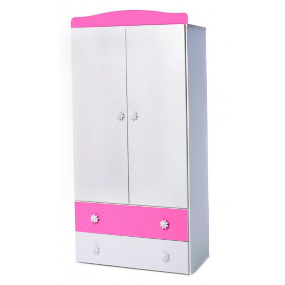 Dulap cu ușă dublă, alb / roz Dizain Baby 40952 